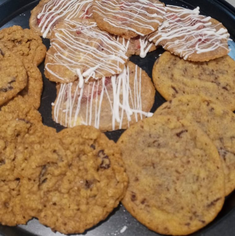 A tray of assorted cookies